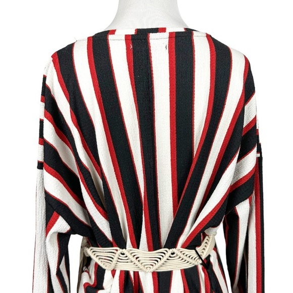 Zara Striped Dress with Woven Belt Size Small - Picture 8 of 10